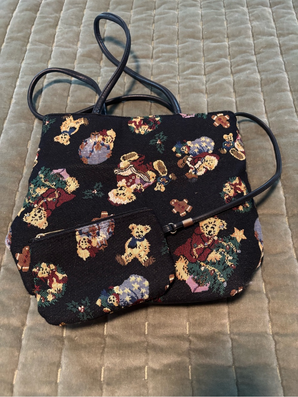 Black Teddy Bear Pattern Tote Bag